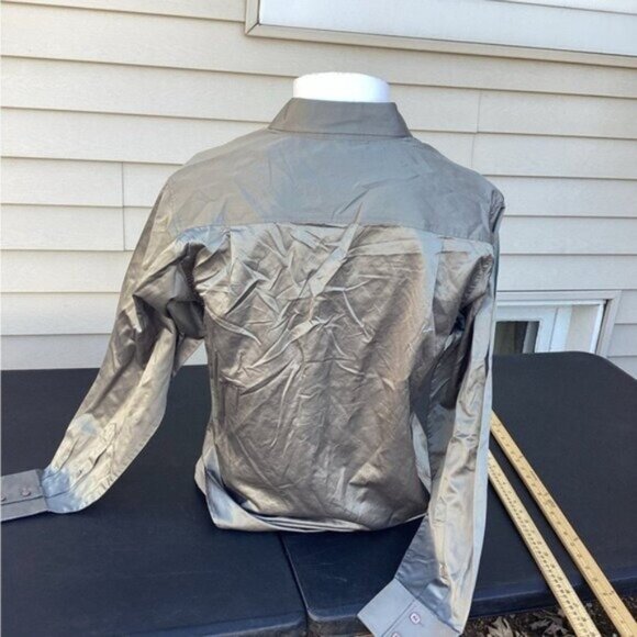 Whimsigoth heritage old money Shiny GLong Sleeve Button Up Dress Shirt small - Picture 2 of 5